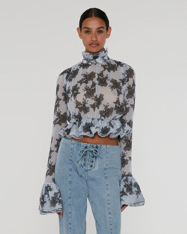 ROTATE Birger Christensen - Chiffon Ruffle Top