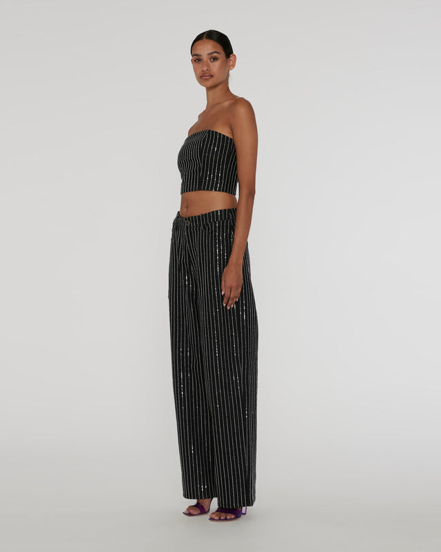 ROTATE Birger Christensen - Sequin Twill Wide Pants