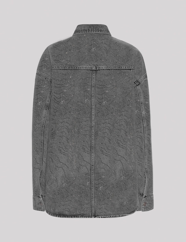 ROTATE Birger Christensen - Rhinestone Denim Shirt