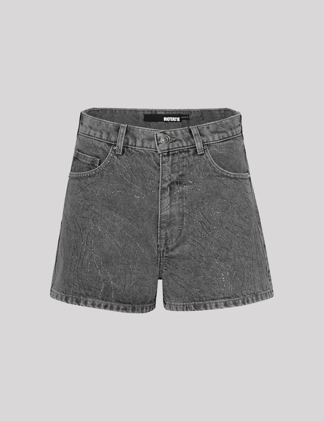 ROTATE Birger Christensen - Rhinestone Denim Shorts